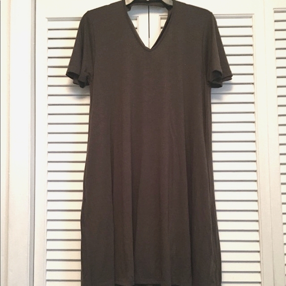 NWT Zenana Outfitters Army Green Sash Tie A-Line Dress (S) - Picture 2 of 8
